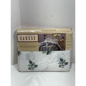 VINTAGE MERVYN'S CARESS Jessica Full Fitted Sheet No-iron Percale Floral USA New